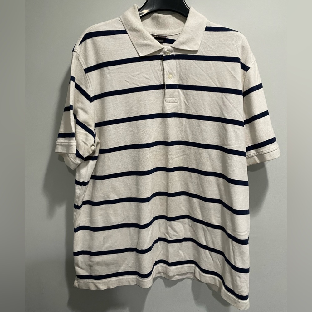 {Cherokee} XXL Men's polo shirt White with Navy blue stripes